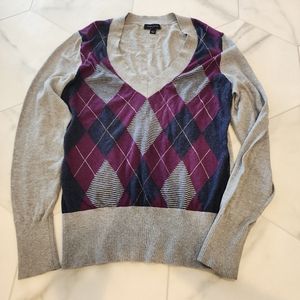 Banana Republic, Vintage, Women's size L, long sleeve,neck retro argyle sweater.